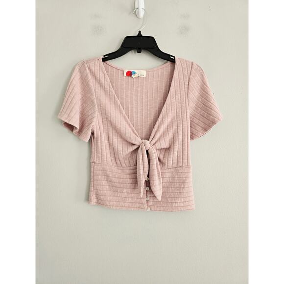 Free People Beach Pink Ribbed Top S - Picture 4 of 4